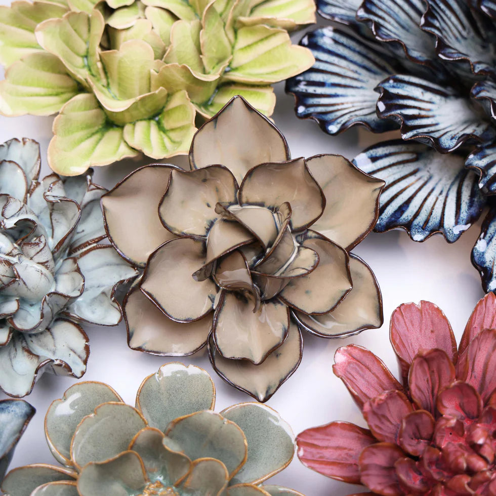 Ceramic Flower Wall Art- Small Flower Brown