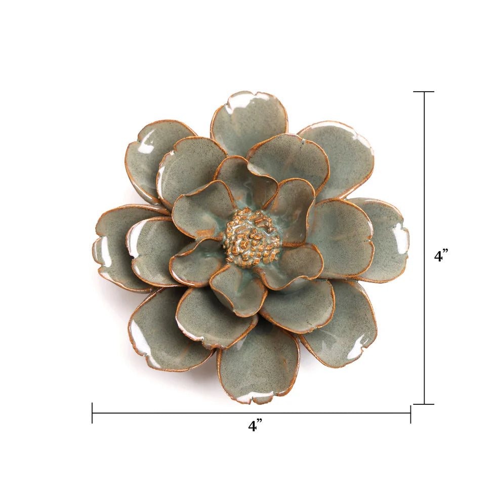 Ceramic Flower Collection- 8.1 Green Grey
