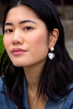 PETER + JUNE heart of Glass Earrings in Green Apple Murano Glass