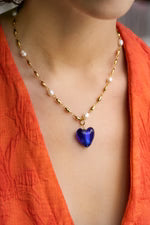 PETER + JUNE Jill Necklace in Green Apple Murano Glass