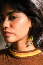 PETER + JUNE Lennox Earrings in Green Glass