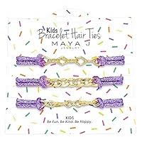Kids Bracelet Hair Tie Purple Elastic- Maya J