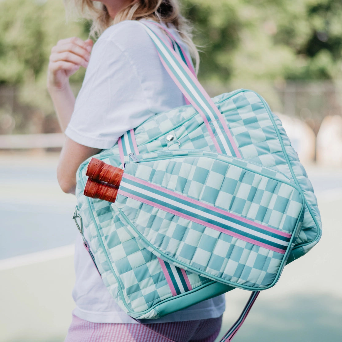 Pickleball Bag | Teal Checkerprint, Katydid