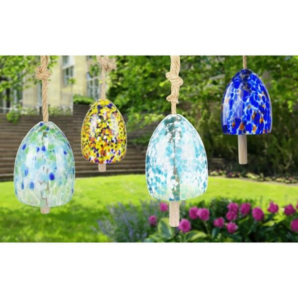Green and Blue Blown Glass Bell - GE