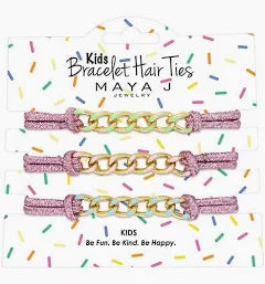 Kids Bracelet Hair Tie Pink Elastic- Maya J