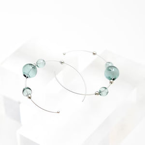PURSUITS- Eclipse Hoop Earrings in Silver & Aqua