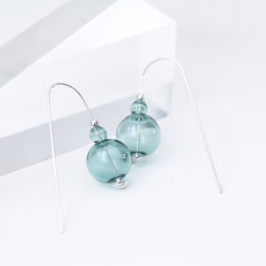 PURSUITS- Mini Scoop Earrings in Silver & Aqua