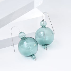 PURSUITS- Scoop Earrings In Silver & Aqua