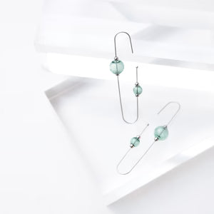 PURSUITS- Harp Hoop Earrings In Gold Aqua
