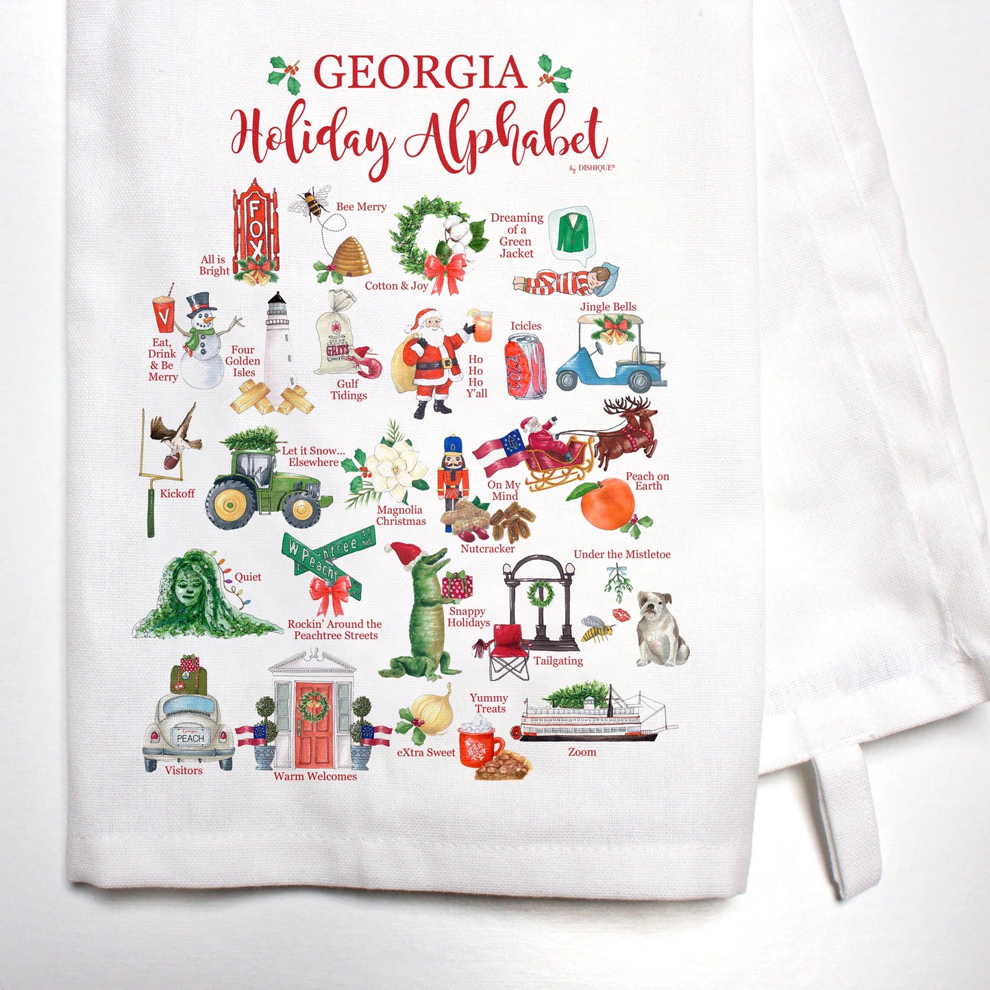 Georgia- The Holiday Alphabet of Georgia Tea Towel