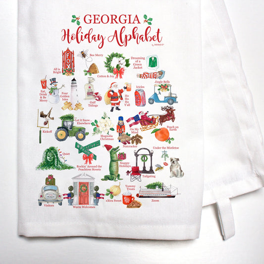 Georgia- The Holiday Alphabet of Georgia Tea Towel