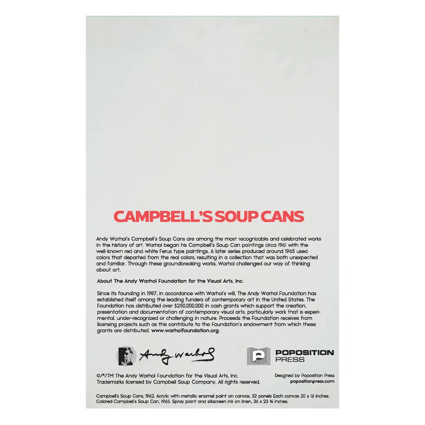 Andy Warhol- Campbell's Soup Can Pop Up Greeting Card