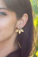 PETER + JUNE Botanical Layered Studs in Aventurine