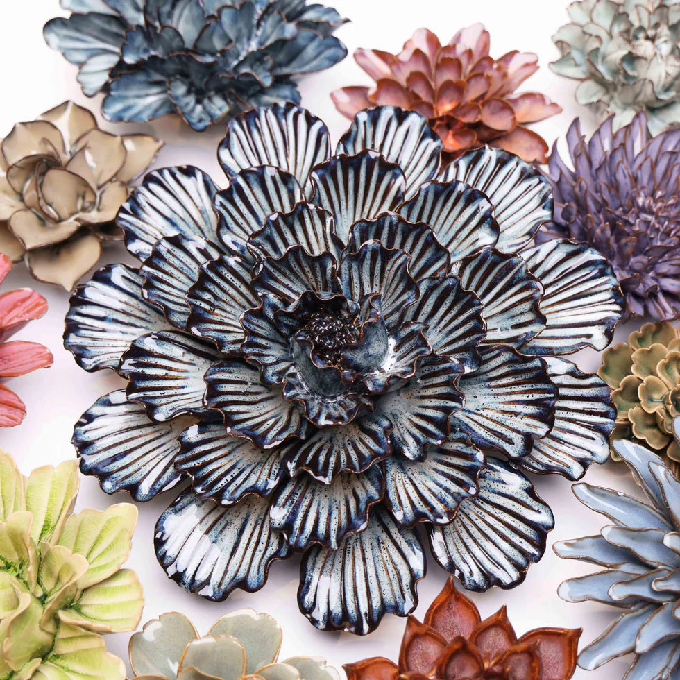 Ceramic Flower Wall Art- Mofo Blue