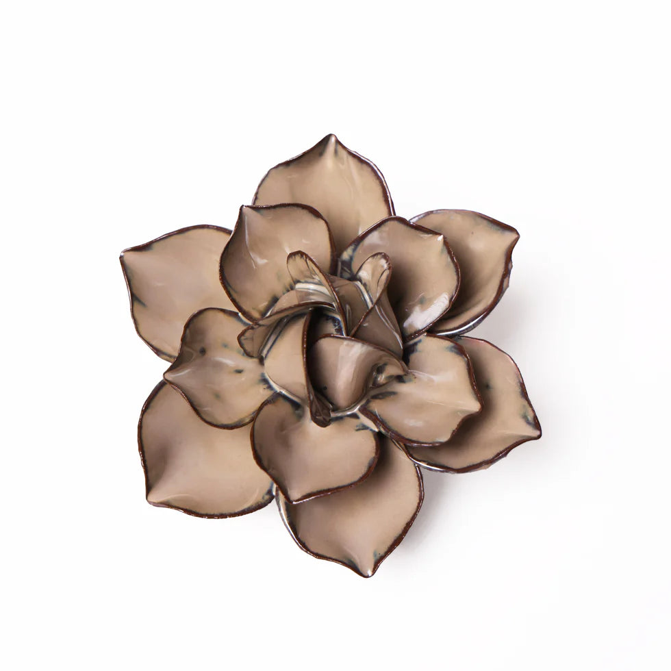 Ceramic Flower Wall Art- Small Flower Brown