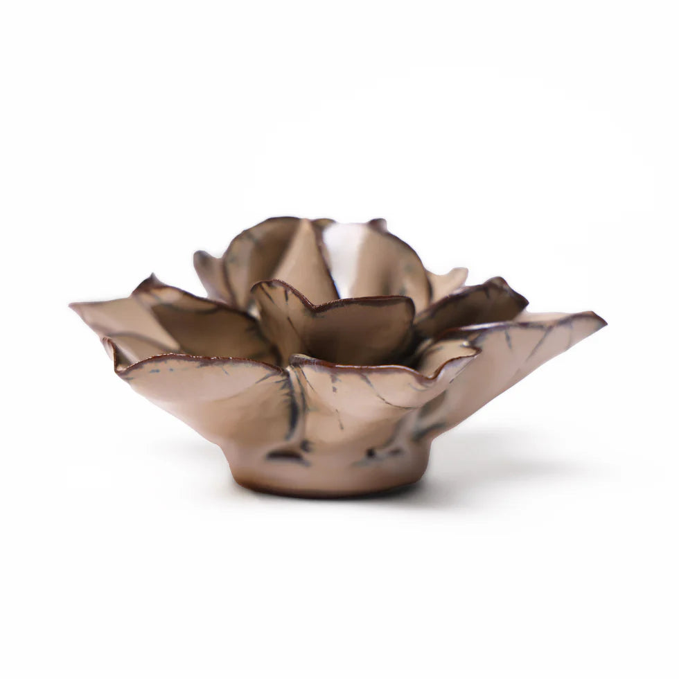 Ceramic Flower Wall Art- Small Flower Brown