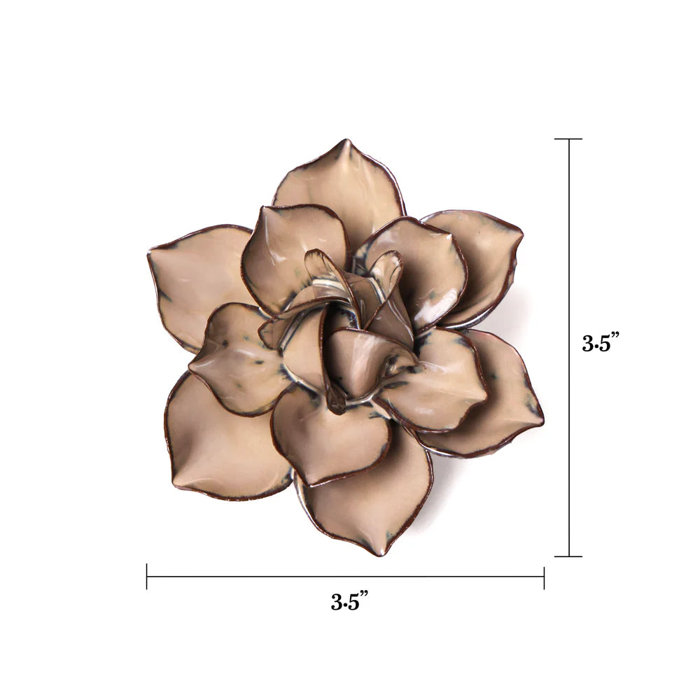 Ceramic Flower Wall Art- Small Flower Brown