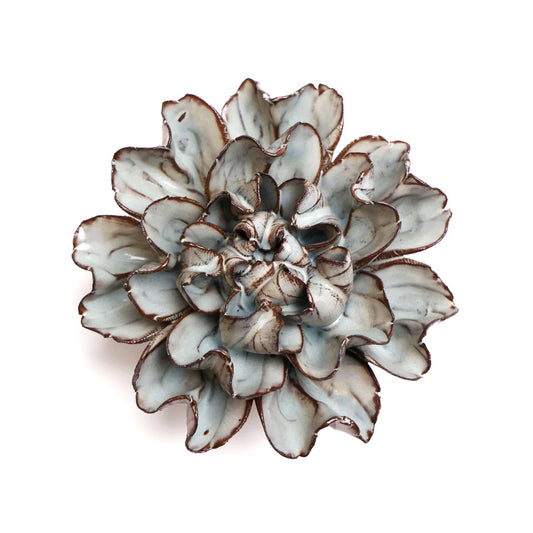 Ceramic Flower Wall Art- Medium Flower Chocolate Mint