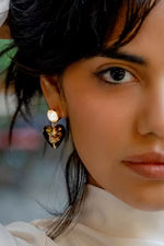 PETER + JUNE heart of Glass Earrings in Green Apple Murano Glass