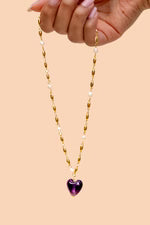 PETER + JUNE Jill Necklace in Green Apple Murano Glass