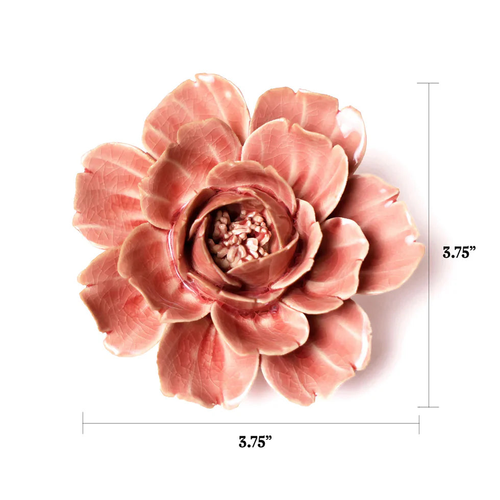 Ceramic Flower Wall Art- Rose Pink 12