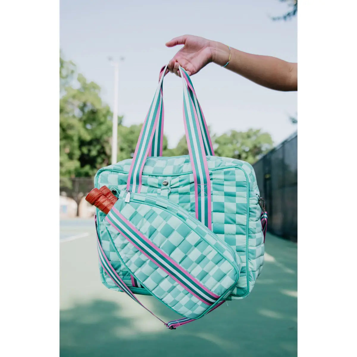 Pickleball Bag | Teal Checkerprint, Katydid