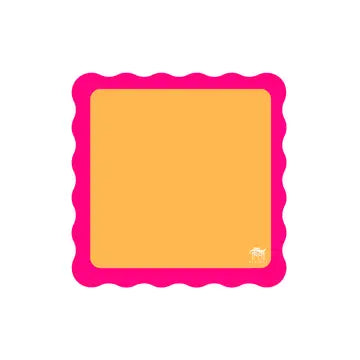 Mini Mahjong Mat, Orange & Pink  | Scalloped Edges & Bright Colors | 21" X 21"