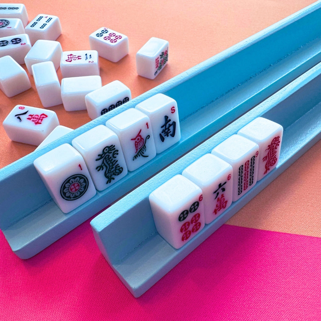 Mini Mahjong Mat, Orange & Pink  | Scalloped Edges & Bright Colors | 21" X 21"