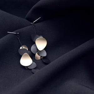 PURSUITS -  Florae Earrings, Black & Gold