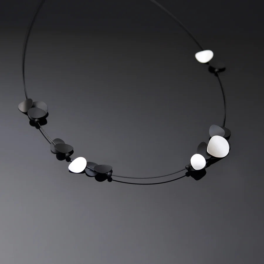 PURSUITS - Florae Necklace, Black & Silver
