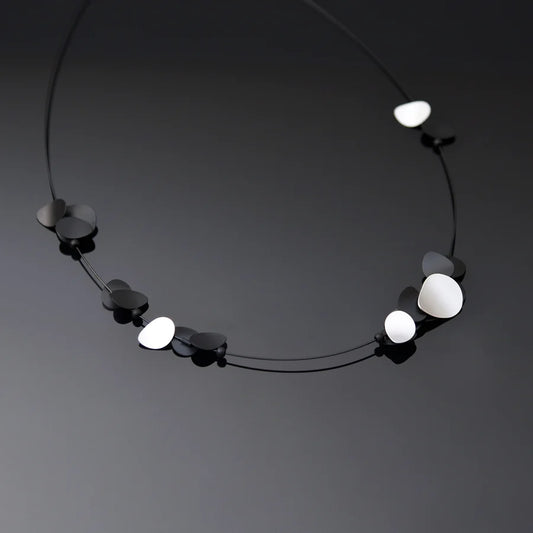 PURSUITS - Florae Necklace, Black & Silver