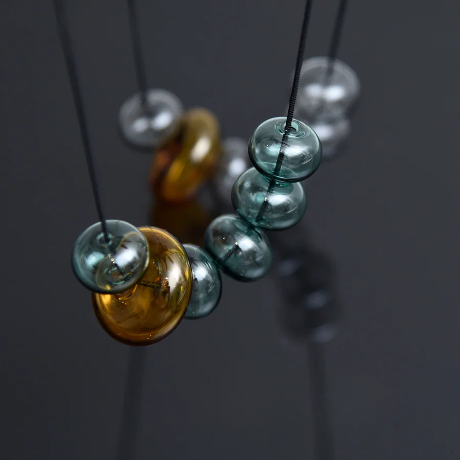 PURSUITS - Odette Necklace, Glass Aqua with Amber Accent