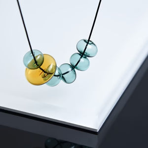 PURSUITS - Odette Necklace, Glass Aqua with Amber Accent