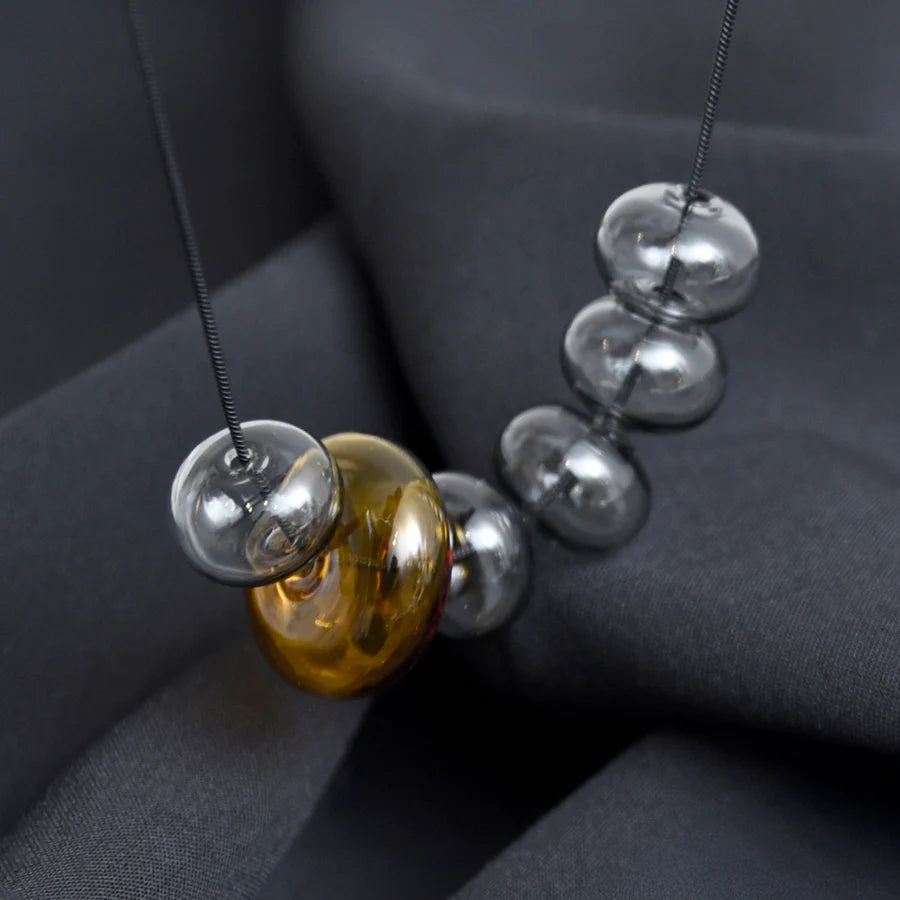 PURSUITS - Odette Necklace, Glass Grey with Amber Accent