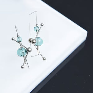 PURSUITS -  Révé Earrings, Silver & Aqua Glass
