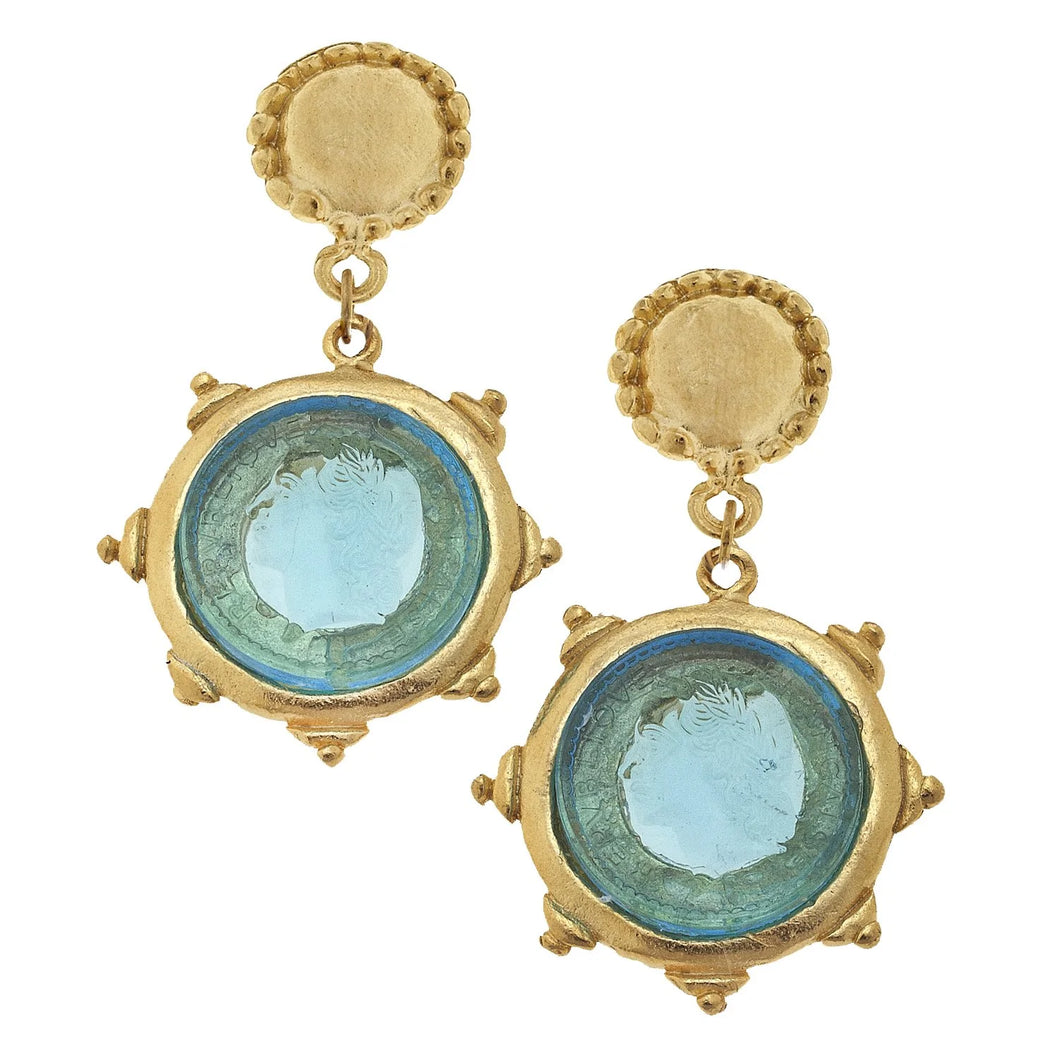 Susan Shaw-Gold & Venetian Glass Coin Earrings