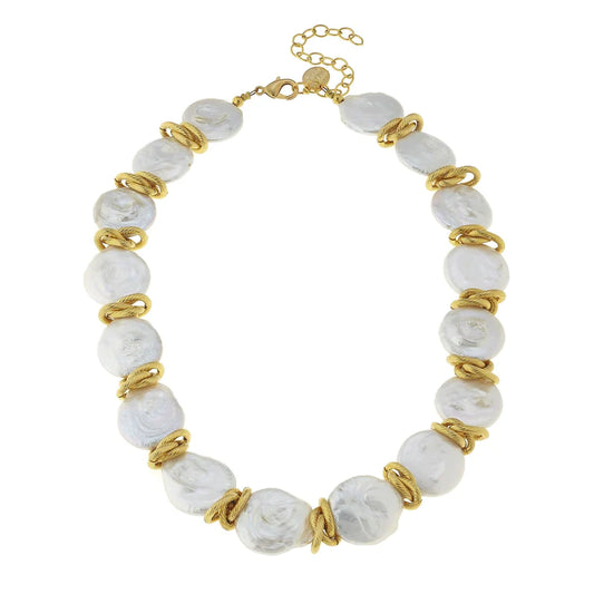 Susan Shaw-Coin Pearl Link Necklace