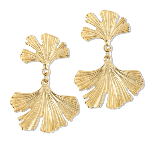 Susan Shaw-Gold Double Ginkgo Leaf Earring