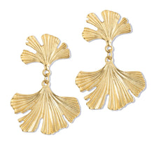 Load image into Gallery viewer, Susan Shaw-Gold Double Ginkgo Leaf Earring
