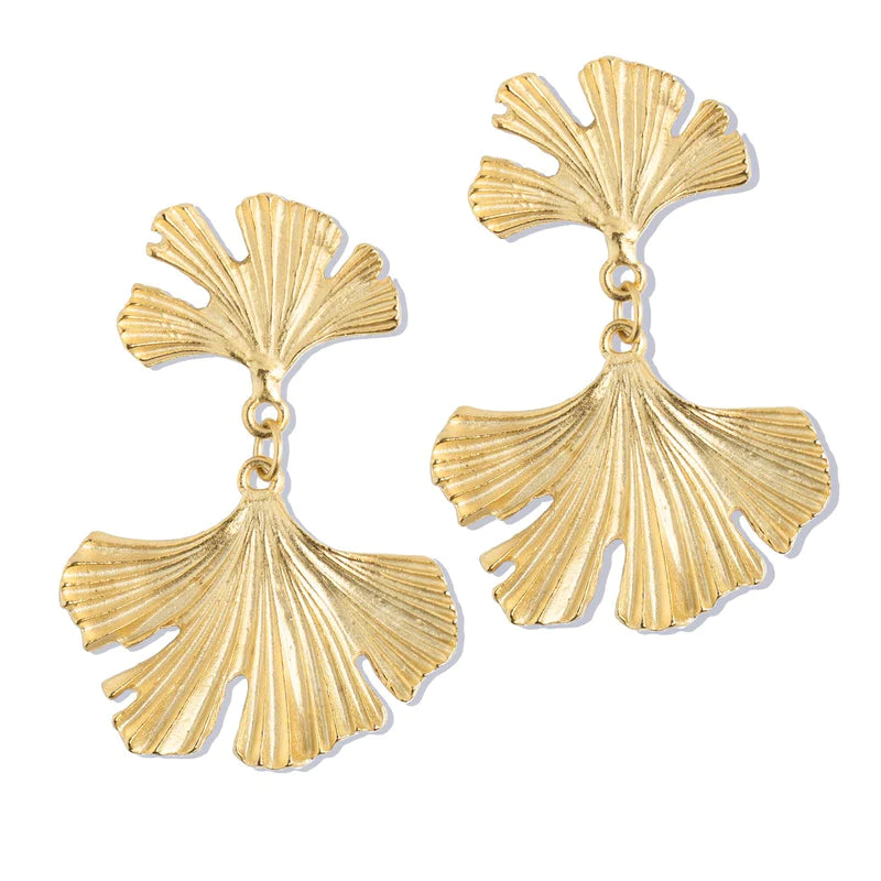 Susan Shaw-Gold Double Ginkgo Leaf Earring