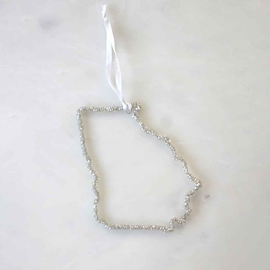 Georgia Beaded Ornament-Silver 6"